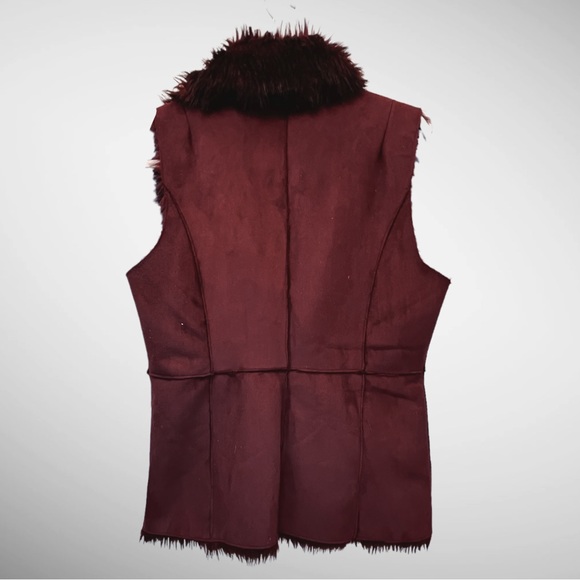 FEVER Faux Suede/ Fur Reversible Vest Maroon and Black women’s size small - Picture 5 of 8